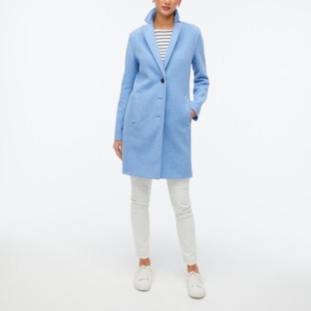 J Crew Boiled Wool-blend Topcoat in Heather Blue